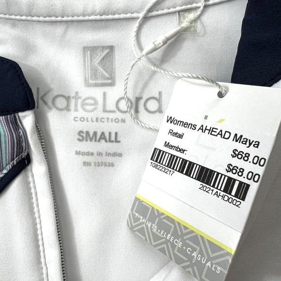 Kate Lord Ahead Maya Golf Polo 1/4 Zip White Navy Women’s Small - Picture 9 of 11